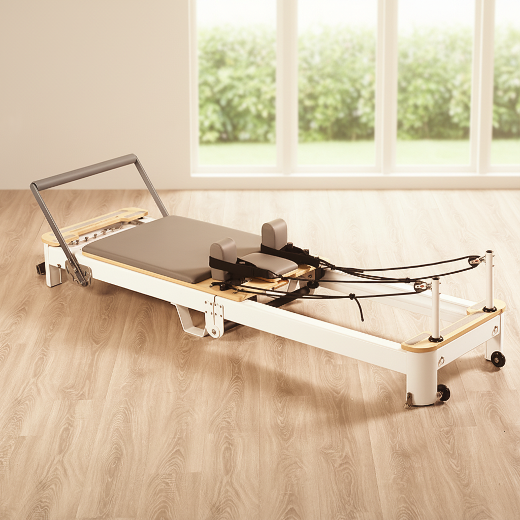 Pilates & Yoga Tina Fehrenbach - Premium Foldable Aluminum Pilates Reformer, Space-Saving