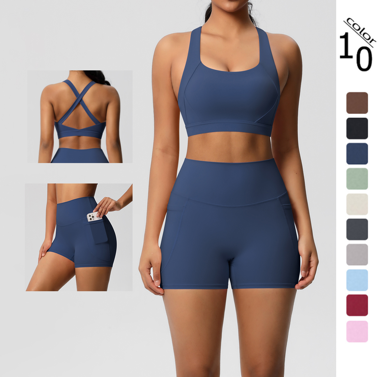 Pilates Yoga Leggings - 2PCS Sportswear With Pocketed Yoga Set