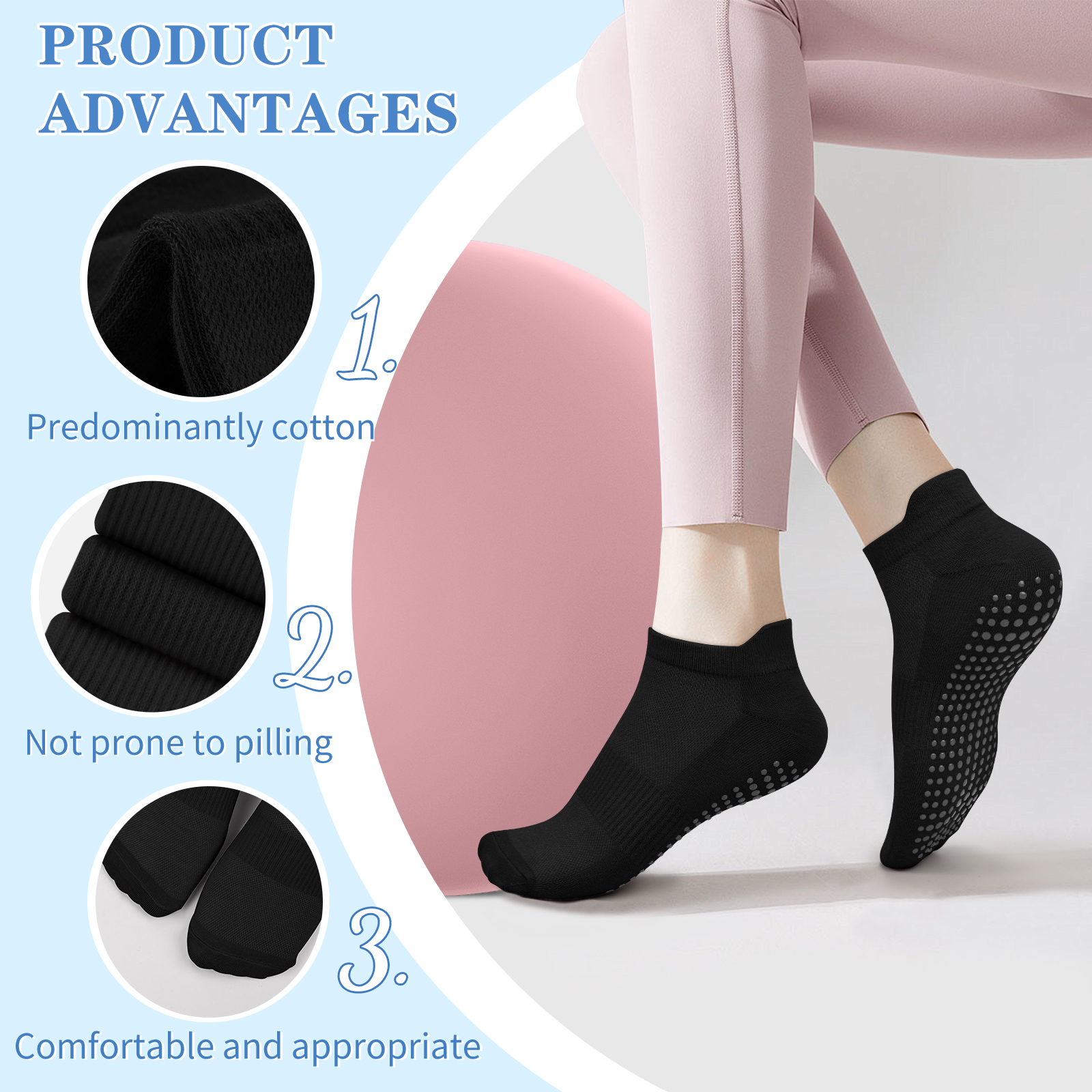 3 Pairs Yoga Socks Women Cotto - Pilates Yoga And Gym avis et prix